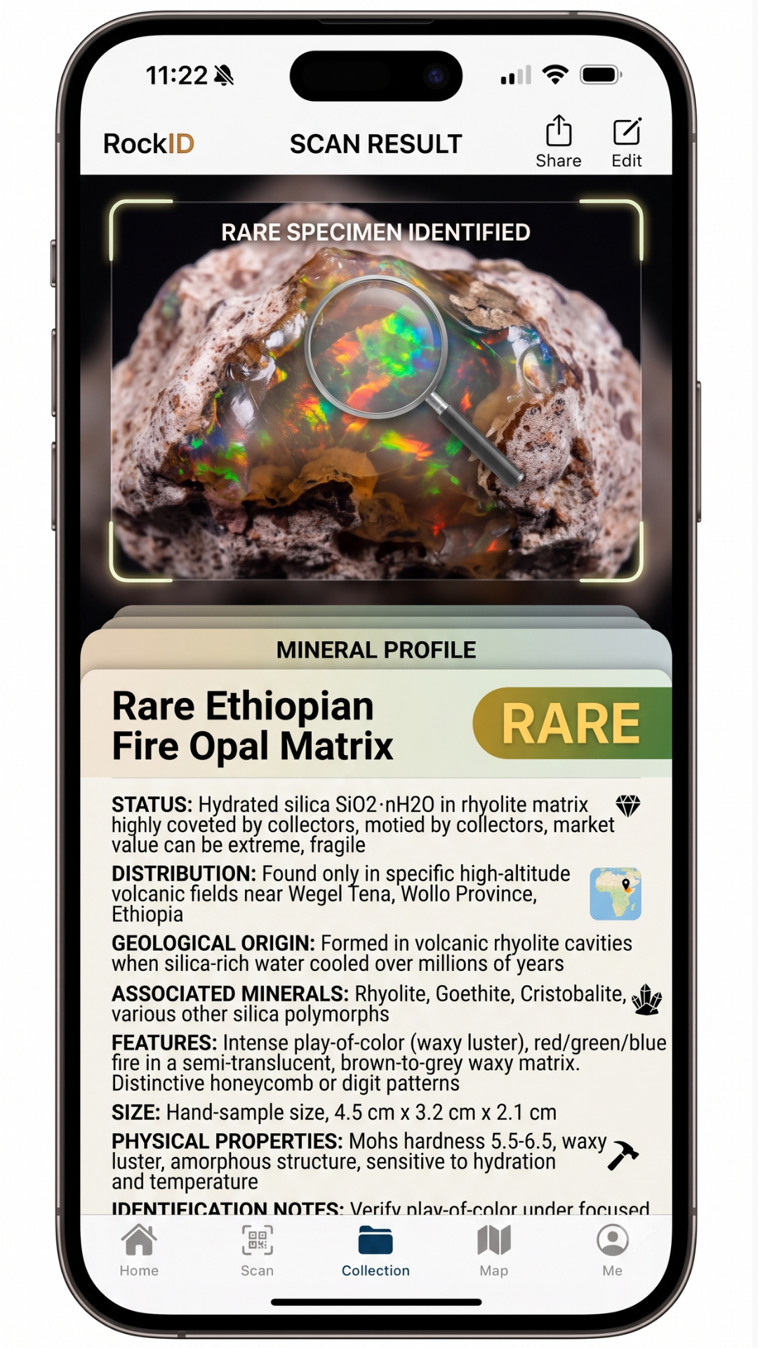 Rock identification results and minerals information